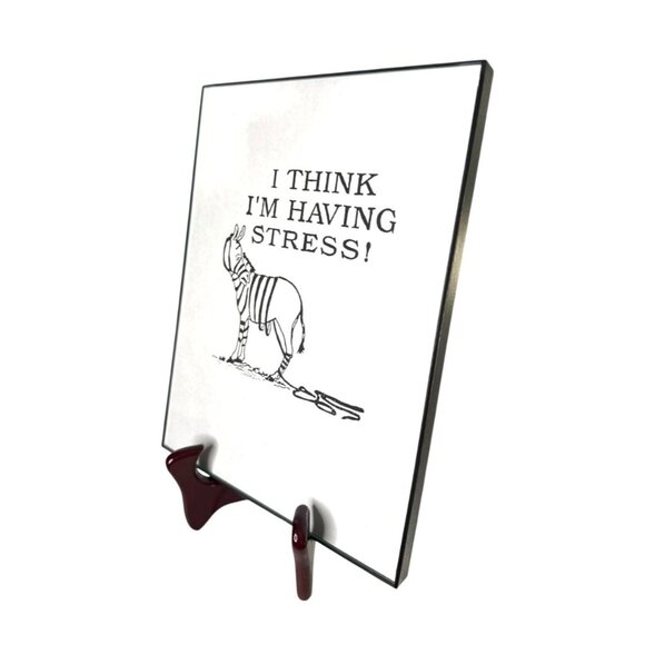 Funny Zebra "I Think Im Having Stress!" Wall Art Decor - Framed Print With Humor - Picture 5 of 9
